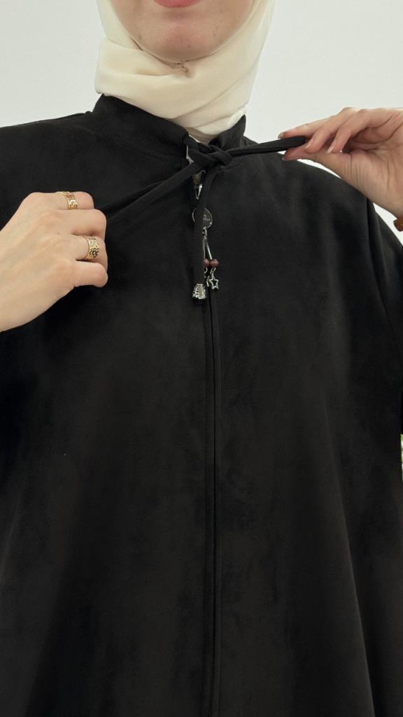 Women's nubuck abayas model G3801 - Black Women's nubuck abayas model G3801 - Black