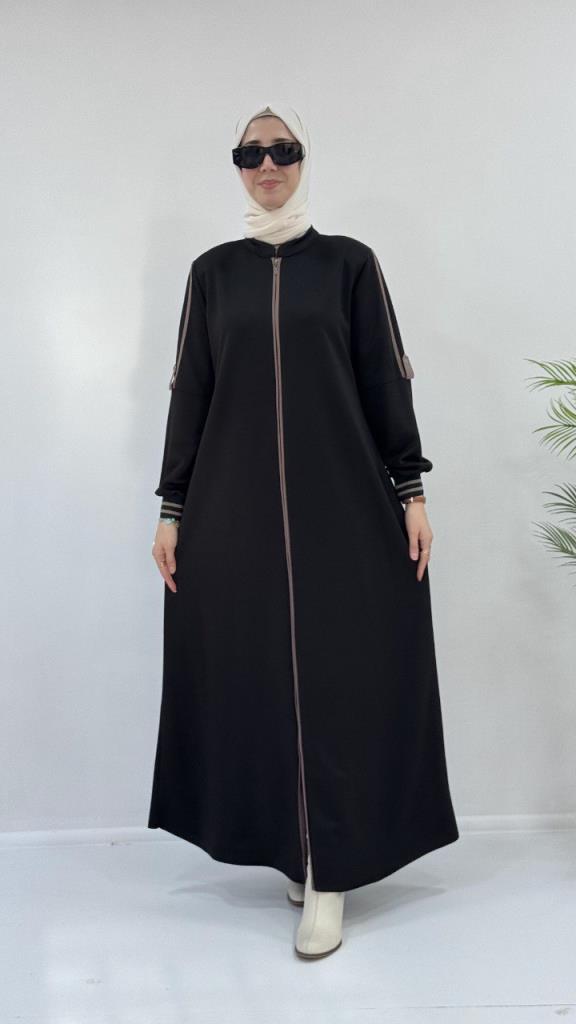 New season women's stylish winter abaya model G3809 - Black