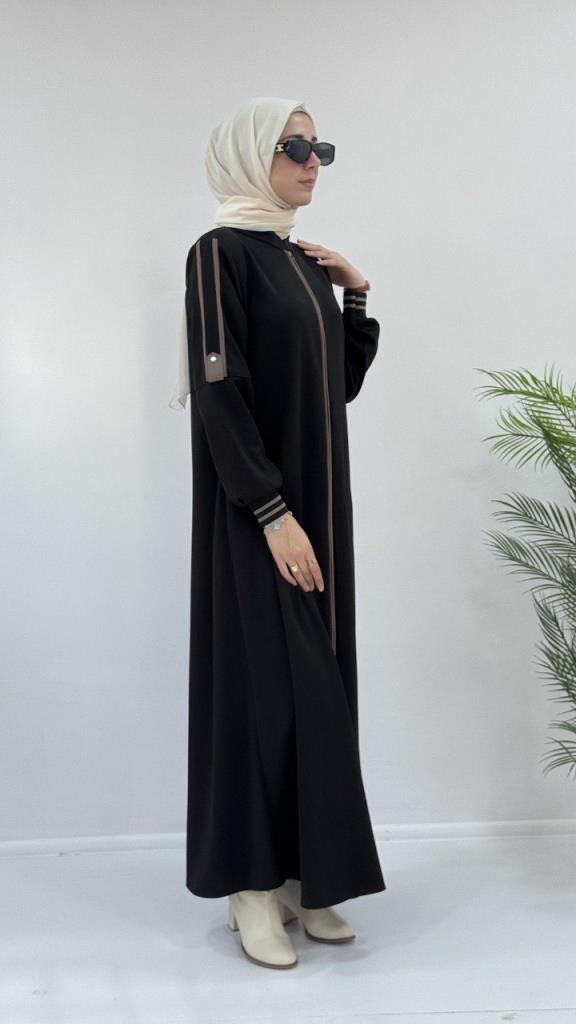 New season women's stylish winter abaya model G3809 - Black