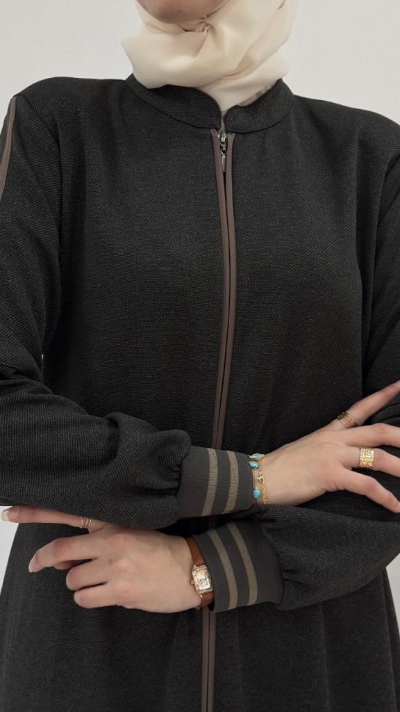 New season women's stylish winter abaya model G3809 - Black