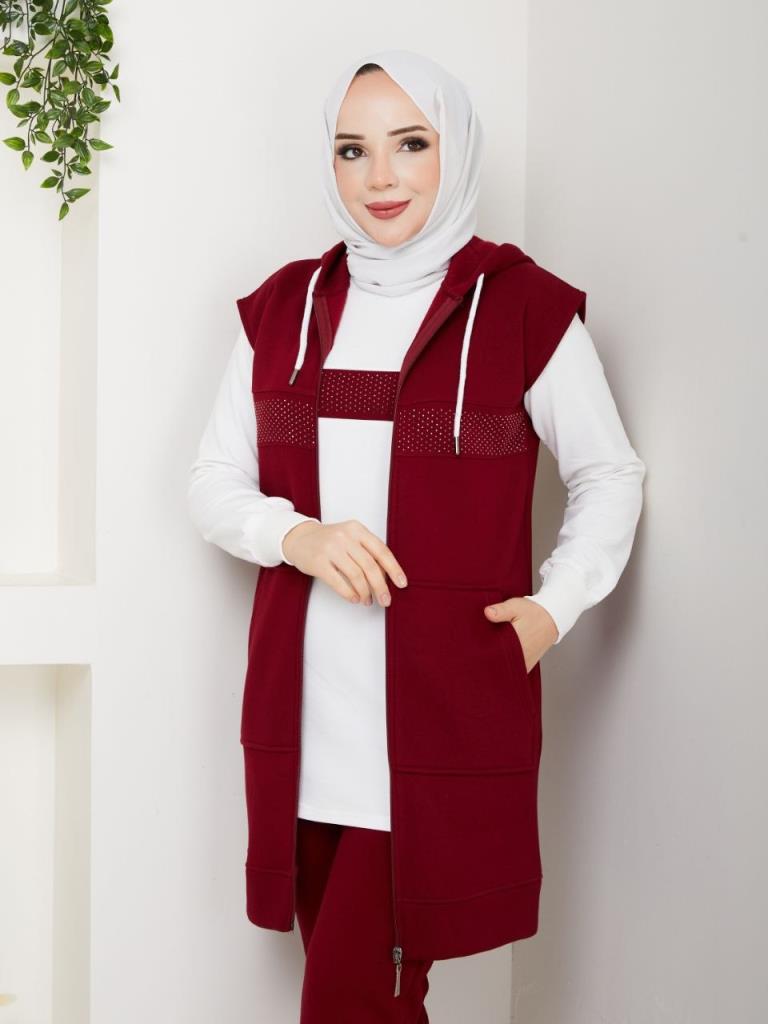 New Seasonal Women's 3-Piece Pajama Set, Model G3830 - Burgundy New Seasonal Women's 3-Piece Pajama Set, Model G3830 - Burgundy