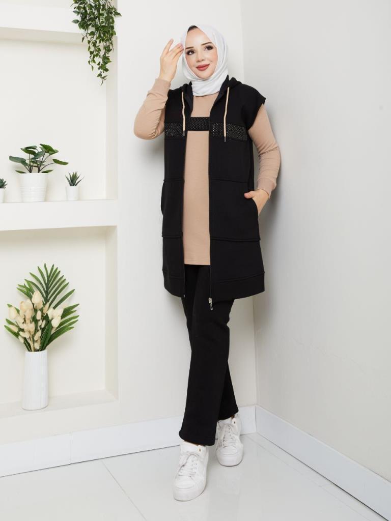 New Seasonal Women's 3-Piece Pajama Set, Model G3830 - Black New Seasonal Women's 3-Piece Pajama Set, Model G3830 - Black