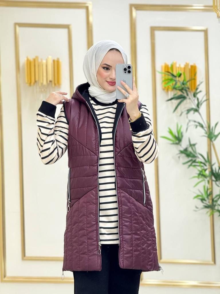 طقم بيجامة شتوي أنيق ومريح، من 3 قطع، للنساء، موديل G3832 - خمري طقم بيجامة شتوي أنيق ومريح، من 3 قطع، للنساء، موديل G3832 - خمري