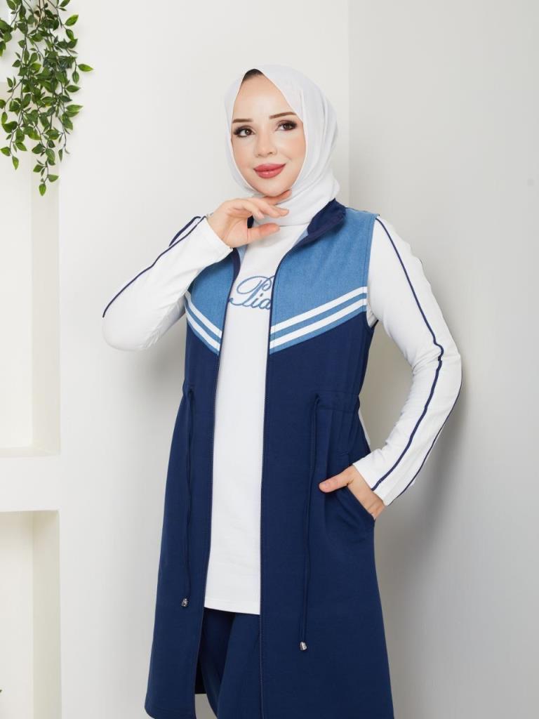 New Seasonal Women's 3-Piece Pajama Set, Model G3834 - Navy Blue New Seasonal Women's 3-Piece Pajama Set, Model G3834 - Navy Blue