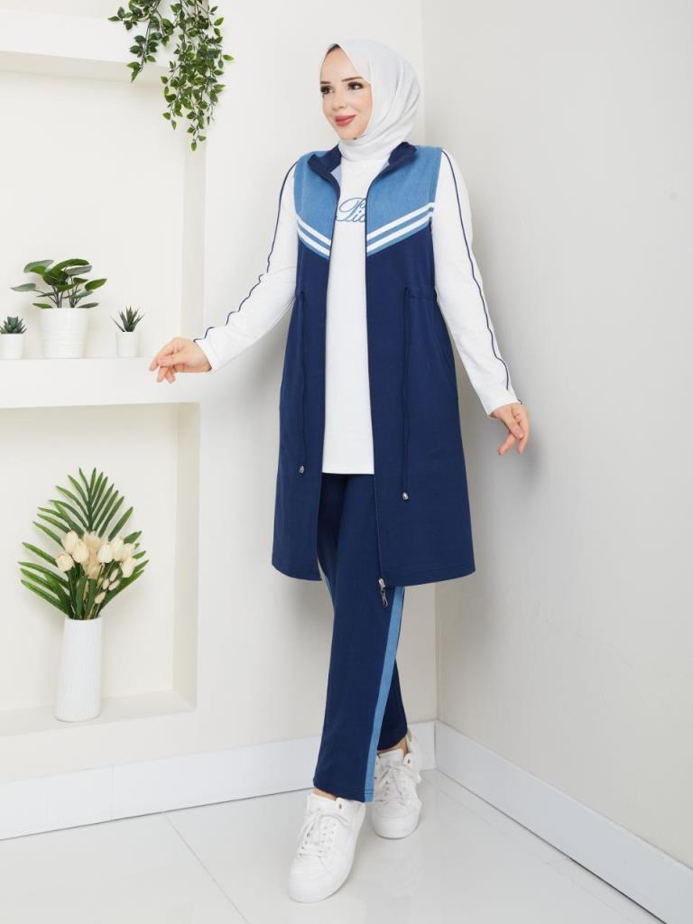 New Seasonal Women's 3-Piece Pajama Set, Model G3834 - Navy Blue New Seasonal Women's 3-Piece Pajama Set, Model G3834 - Navy Blue