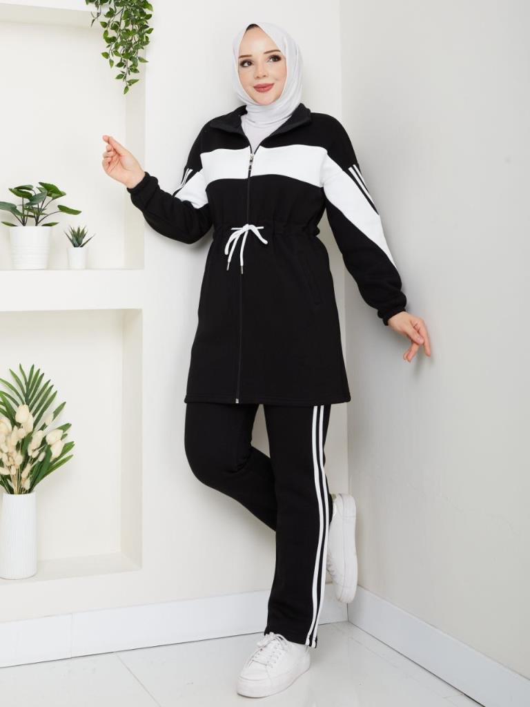 طقم بيجامة نسائي موسمي جديد، من 3 قطع، موديل G3835 - اسود طقم بيجامة نسائي موسمي جديد، من 3 قطع، موديل G3835 - اسود