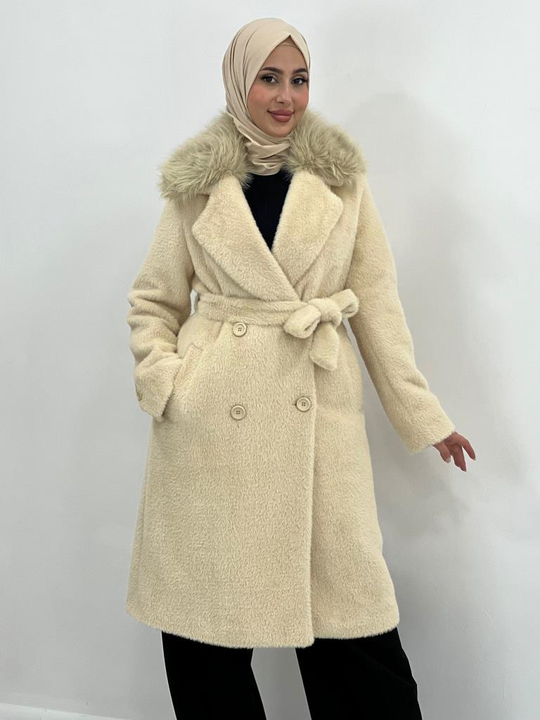 New season women's winter trench coat model G3837 - Beige