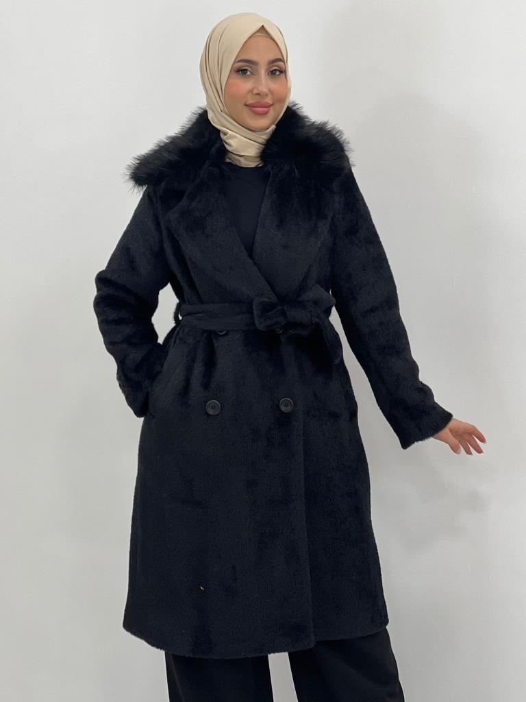 New season women's winter trench coat model G3837 - Black