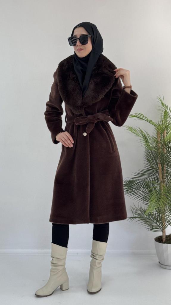 جاكيت شتوي أنيق نسائي، موديل G3862 - بني