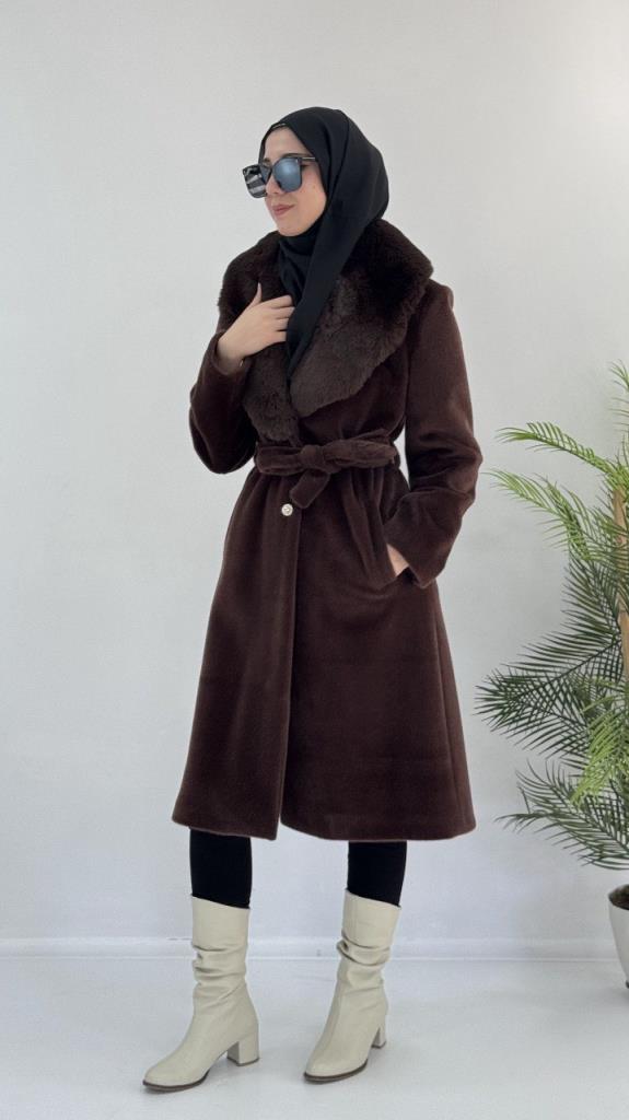 جاكيت شتوي أنيق نسائي، موديل G3862 - بني