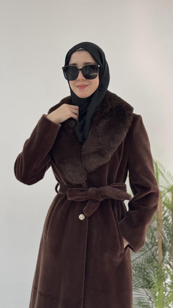 جاكيت شتوي أنيق نسائي، موديل G3862 - بني