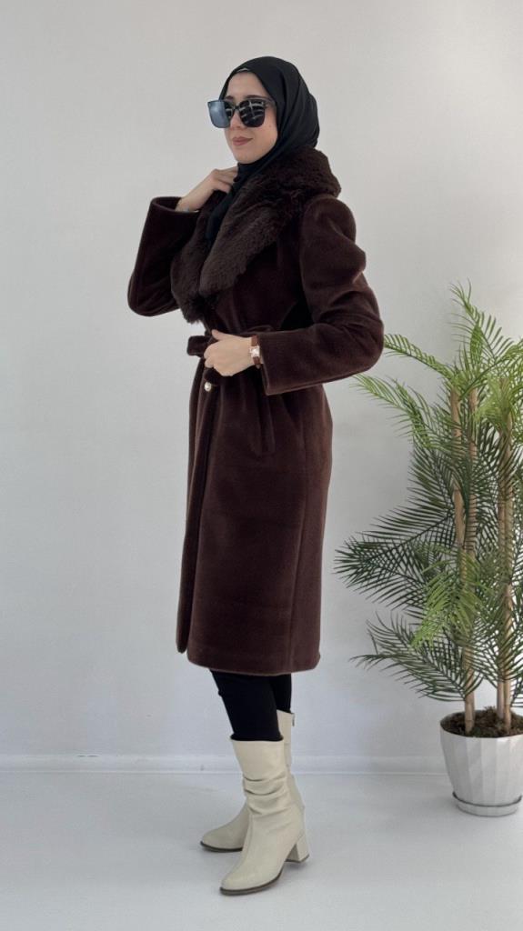 جاكيت شتوي أنيق نسائي، موديل G3862 - بني