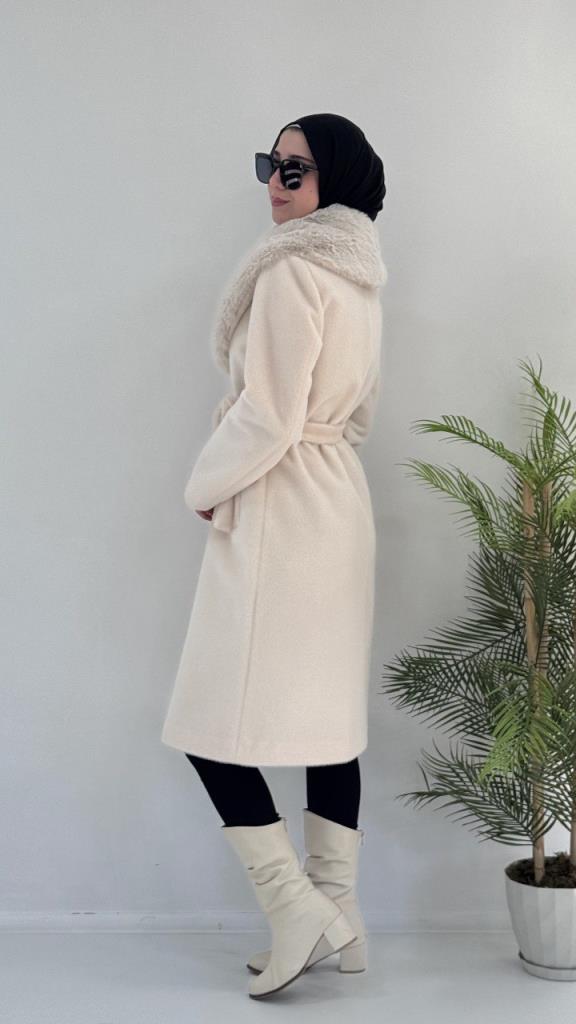 جاكيت شتوي أنيق نسائي، موديل G3862 - ابيض