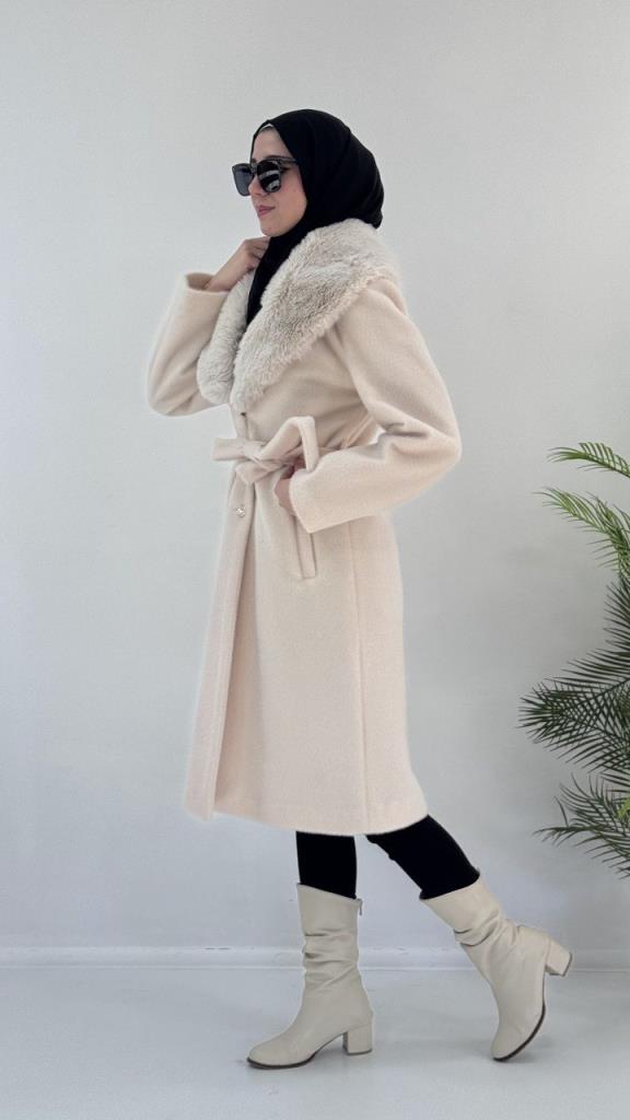 جاكيت شتوي أنيق نسائي، موديل G3862 - ابيض