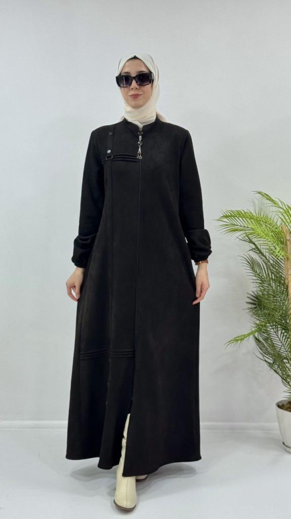 عباية شتوية أنيقة ومريحة للنساء، موديل G3883 - اسود