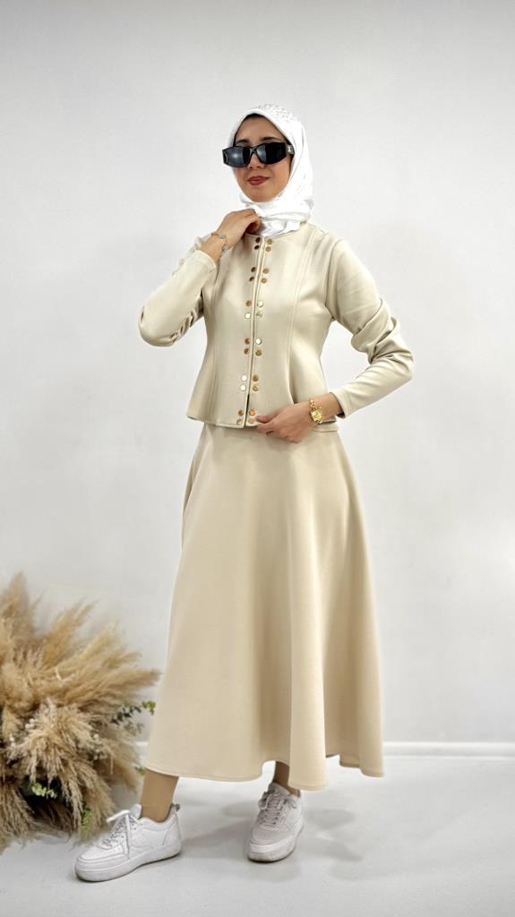 Women's hijab suit, model G3927 - Beige