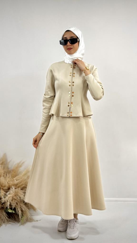 Women's hijab suit, model G3927 - Beige