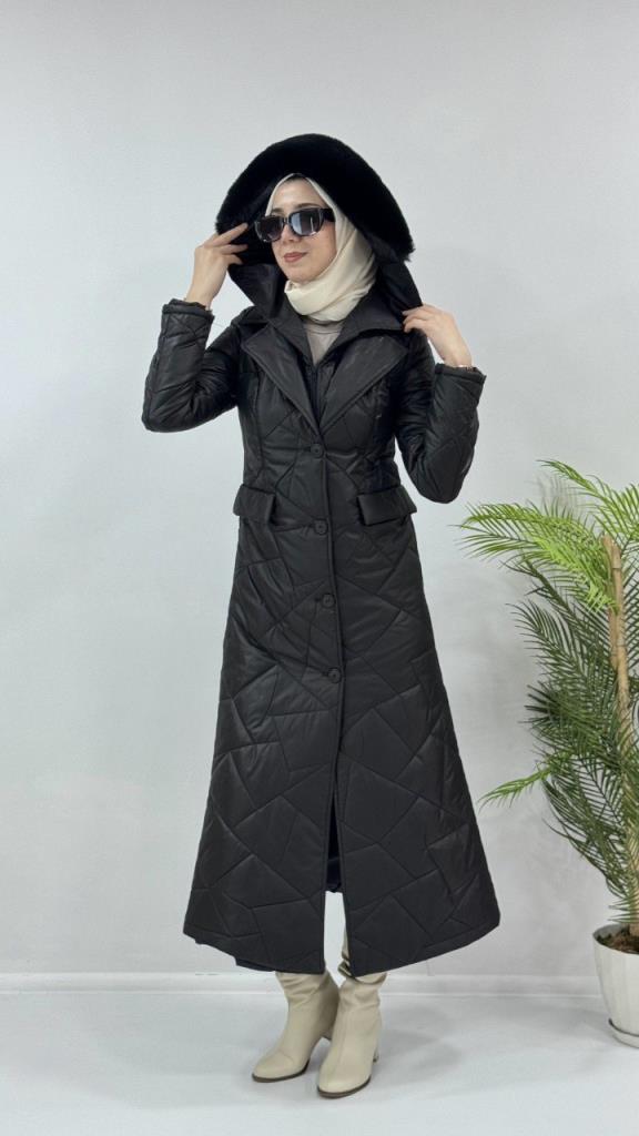 New season women's winter raincoat model G3932 - Black
