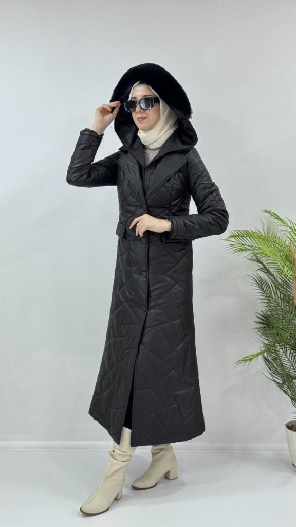 New season women's winter raincoat model G3932 - Black