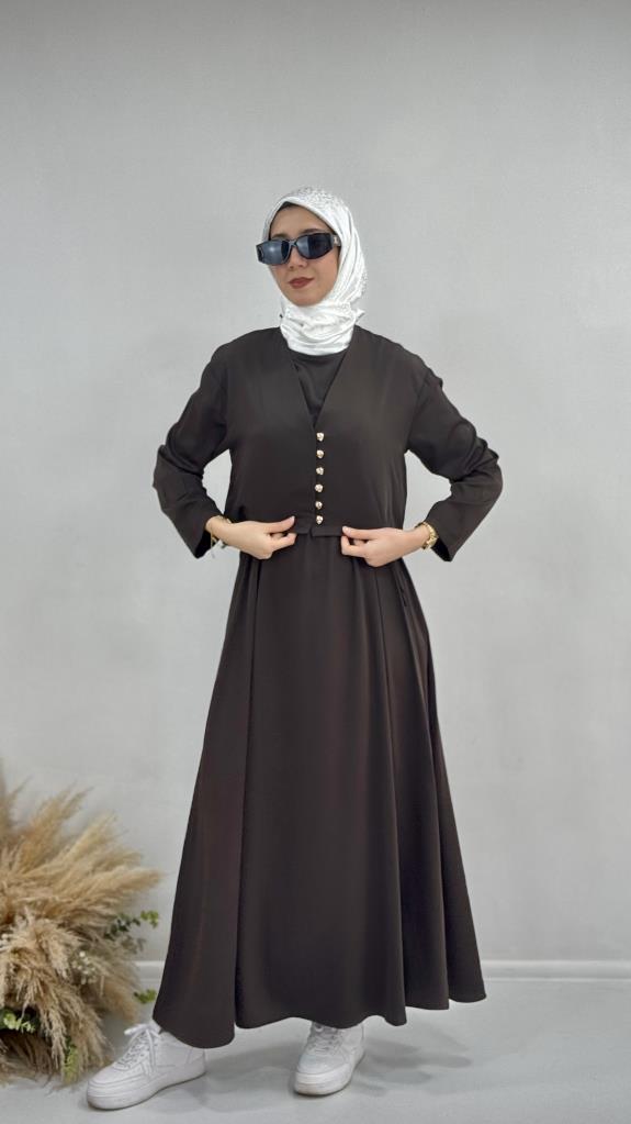 Women's stylish and comfortable winter dress, model G3963 - Brown