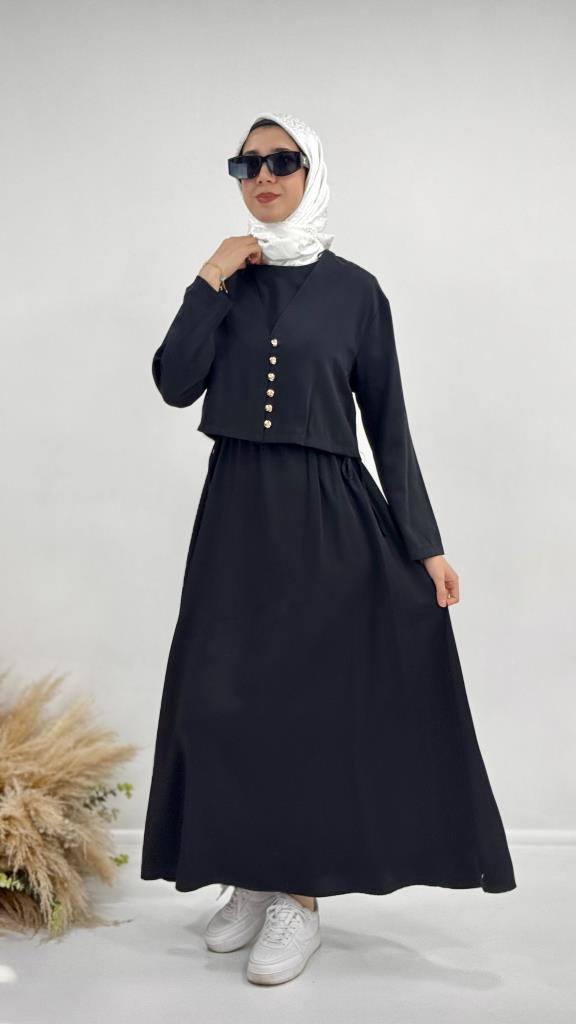 Women's stylish and comfortable winter dress, model G3963 - Black