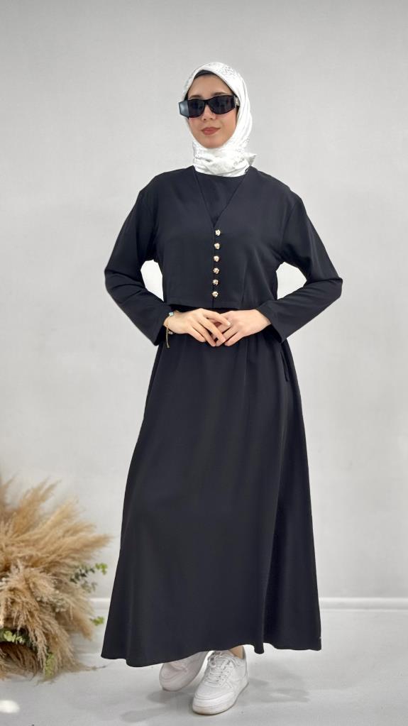 Women's stylish and comfortable winter dress, model G3963 - Black