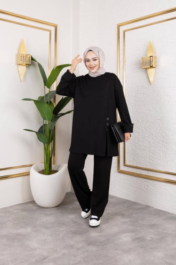 طقم نسائي محتشم، موديل G3991 - اسود