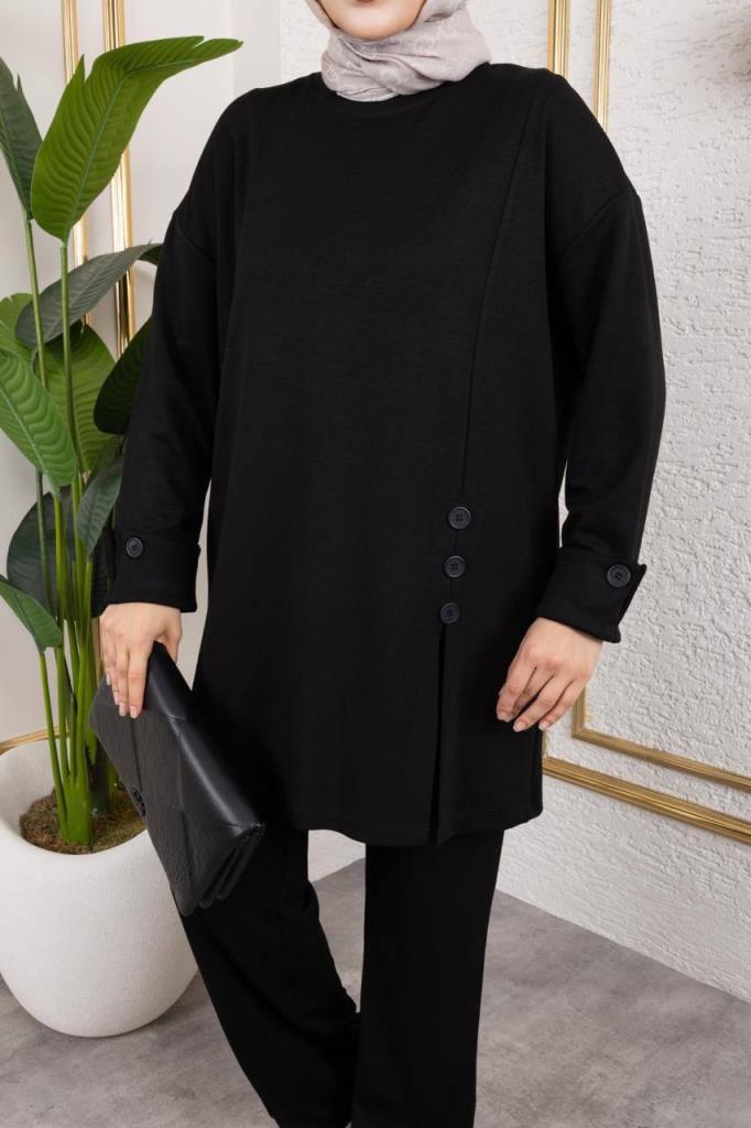 طقم نسائي محتشم، موديل G3991 - اسود