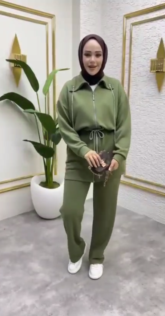 Women's modest top and bottom set, model G3994 - Khaki