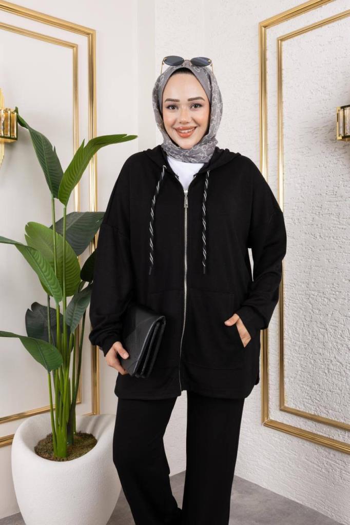 طقم حجاب نسائي، موديل G3995 - اسود