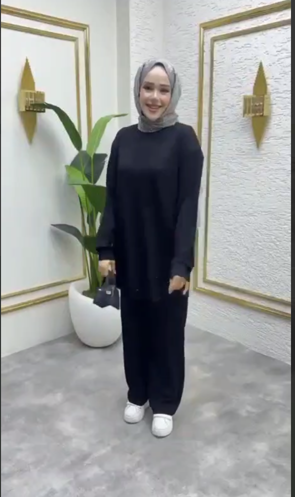 طقم حجاب نسائي، موديل G3997 - اسود