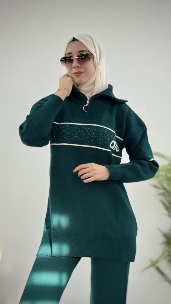 Women's hijab top and bottom set, model G4070 - Khaki