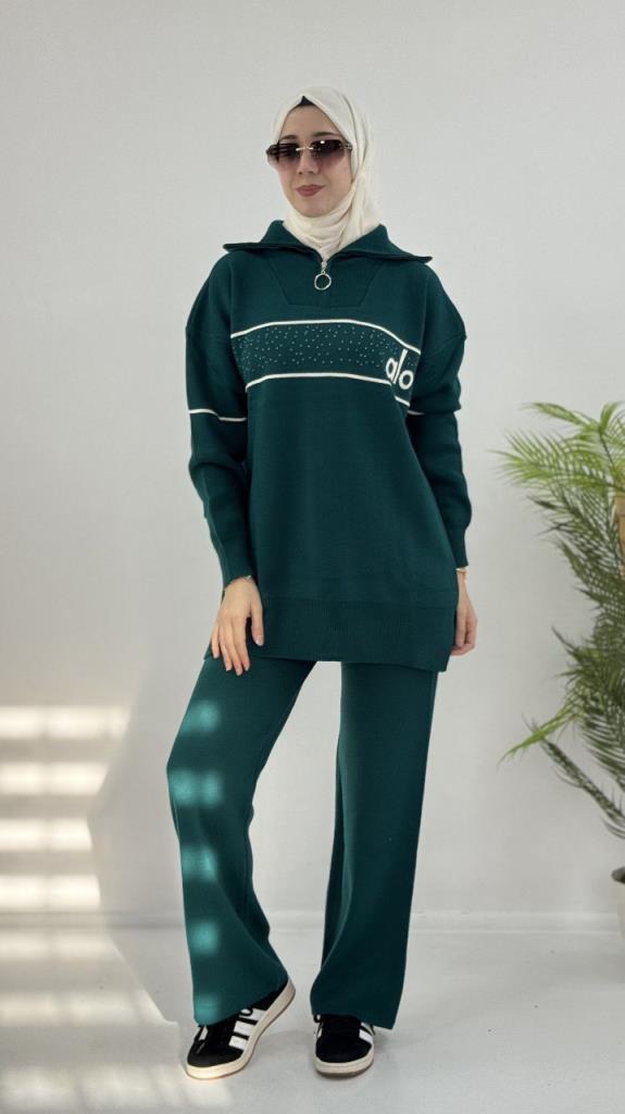 Women's hijab top and bottom set, model G4070 - Khaki