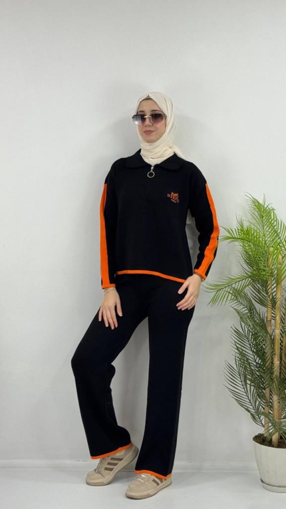 kadın şık ve yeni sezonlu alt üst takım tesettürlü model G4071 - SİYAH