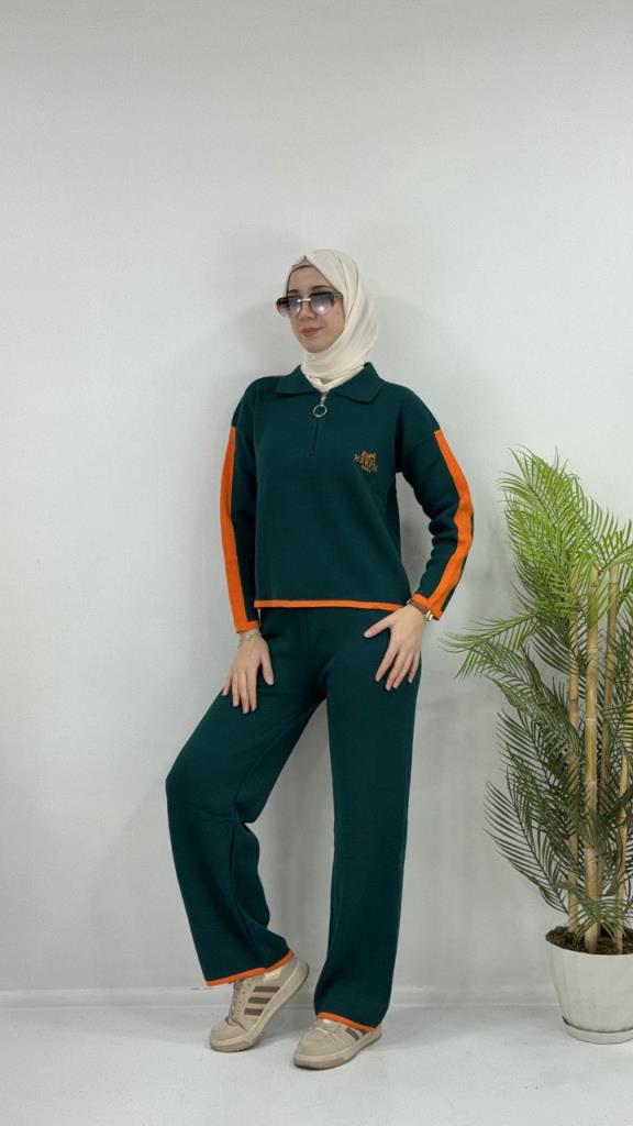 Women's Stylish and New Seasonal Top and Bottom Set, Modest Model G4071 - Khaki