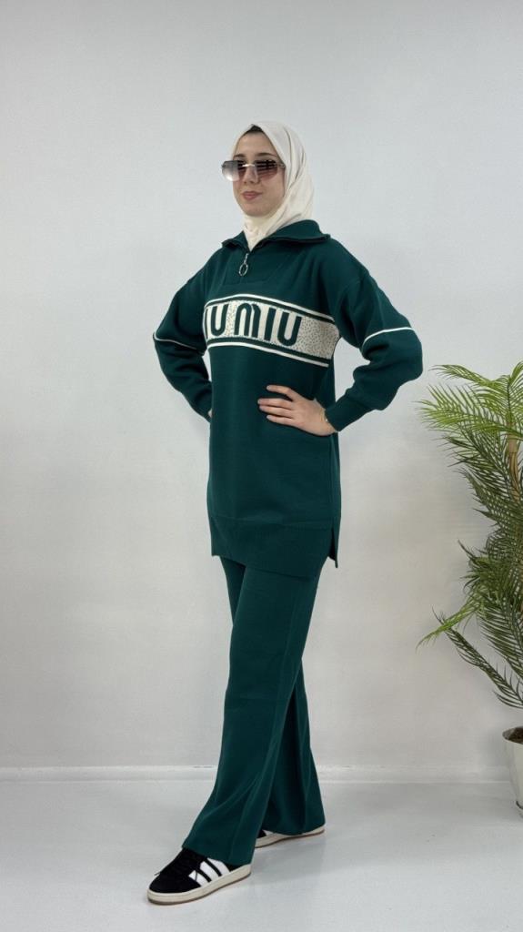 yeni  sezonlu kadın kışlık tesettürlü alt üst takım model G4073 - HAKİ