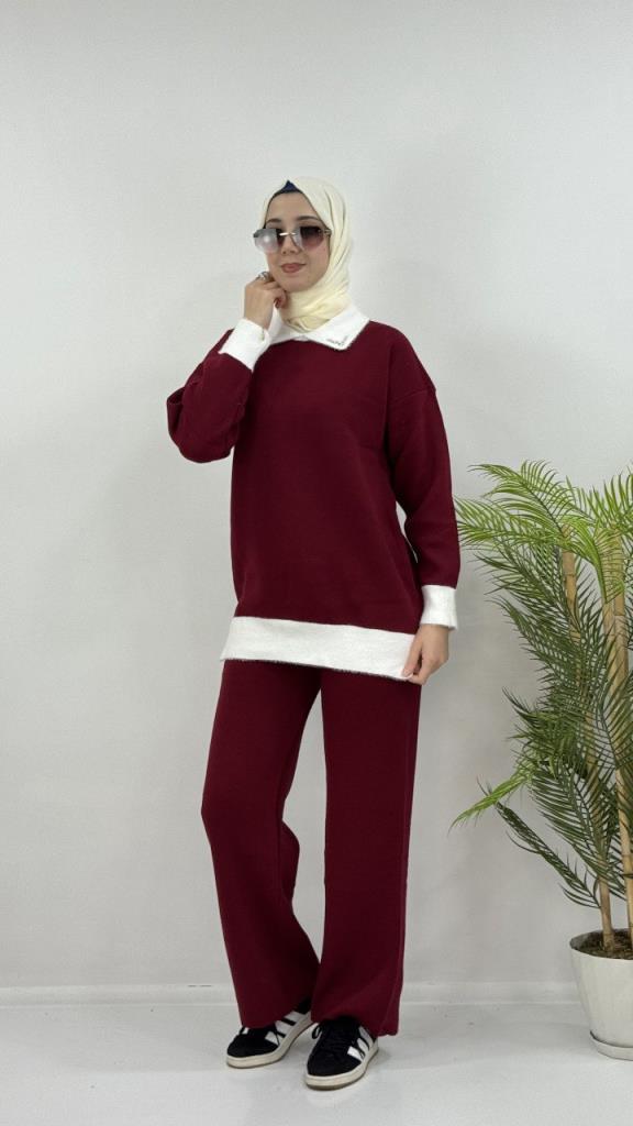 kadın tesettürlü alt üst takım model G4075 - BORDO