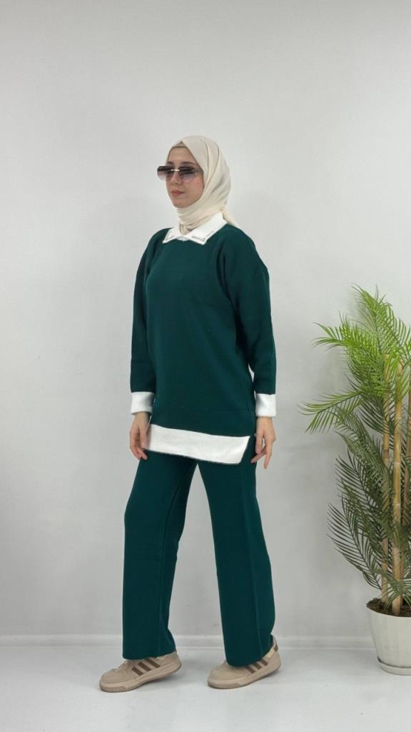 Women's hijab top and bottom set, model G4075 - Khaki
