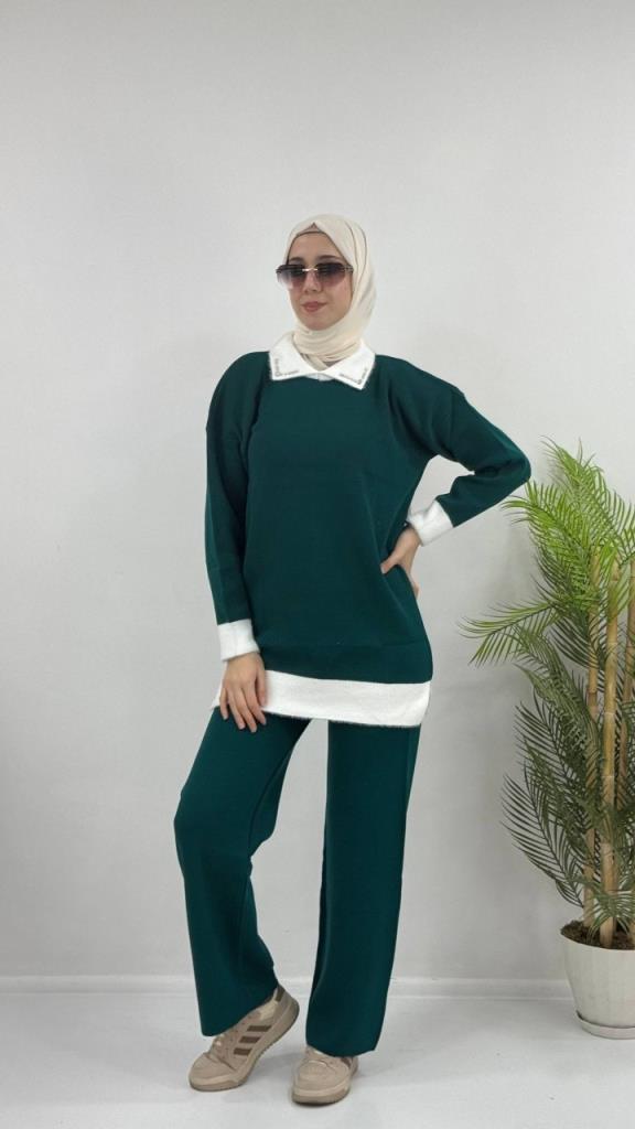 Women's hijab top and bottom set, model G4075 - Khaki