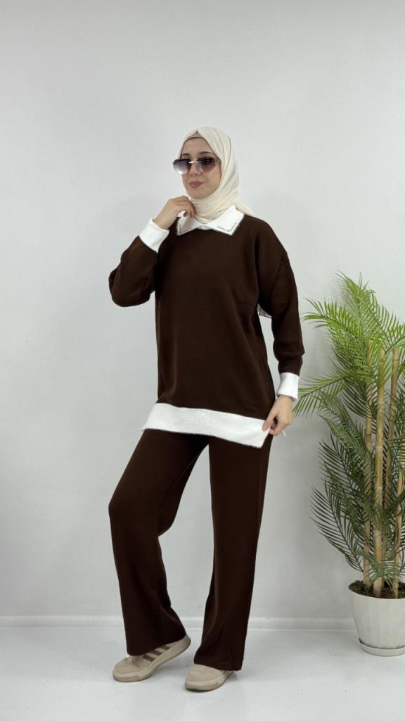 Women's hijab top and bottom set, model G4075 - Navy Blue