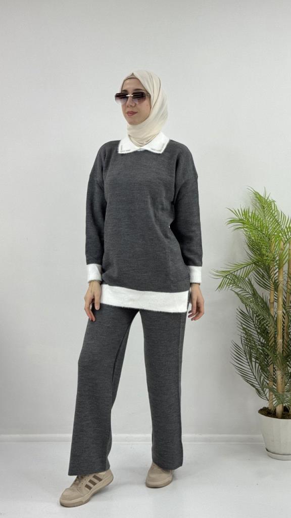 Women's hijab top and bottom set, model G4075 - Gray