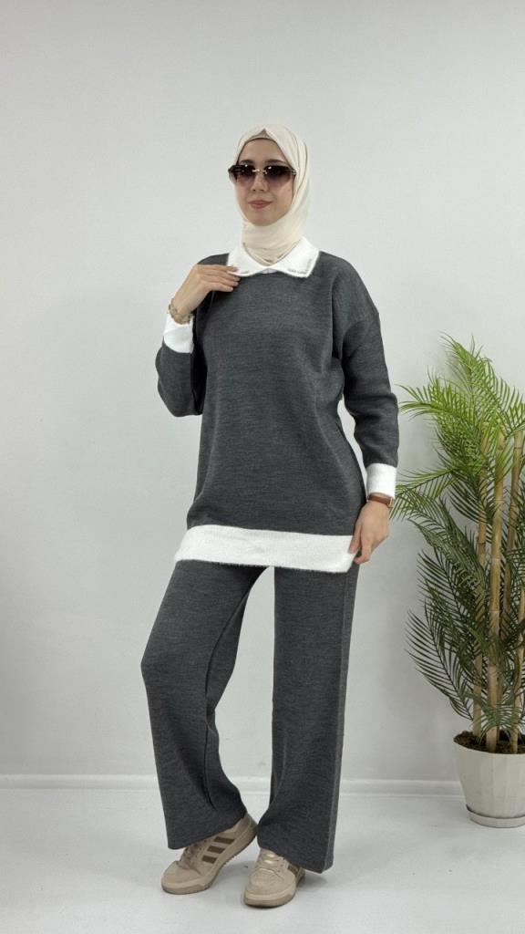 Women's hijab top and bottom set, model G4075 - Gray
