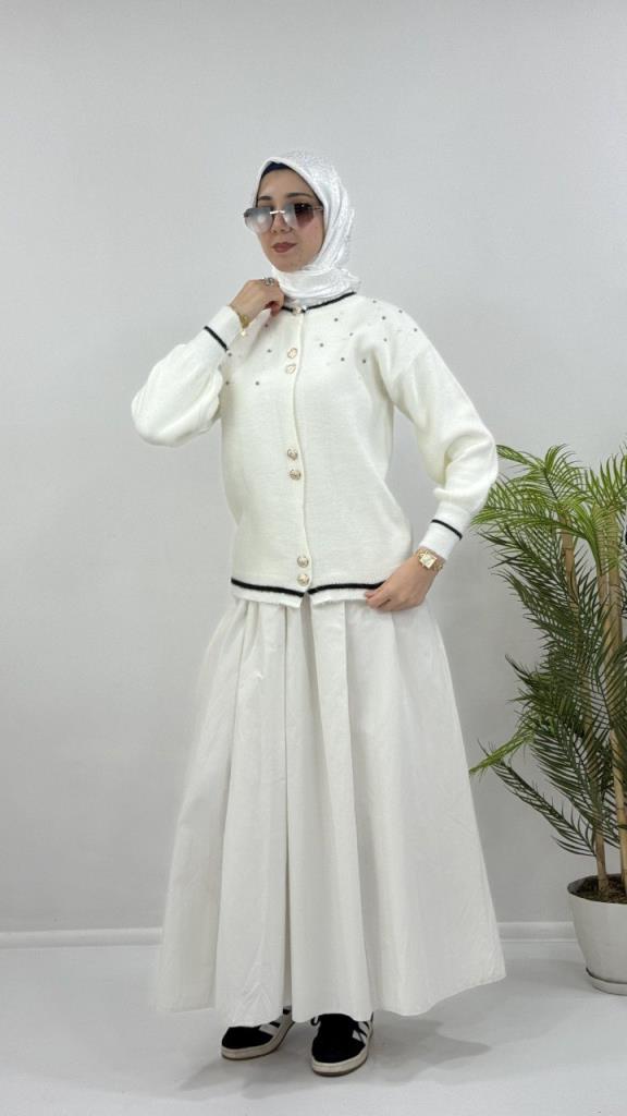 جاكيت شتوي نسائي، موديل G4119 - ابيض