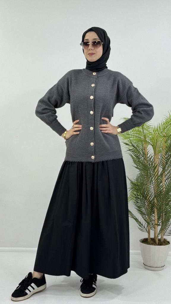 Women's winter cardigan, model G4120 - Gray