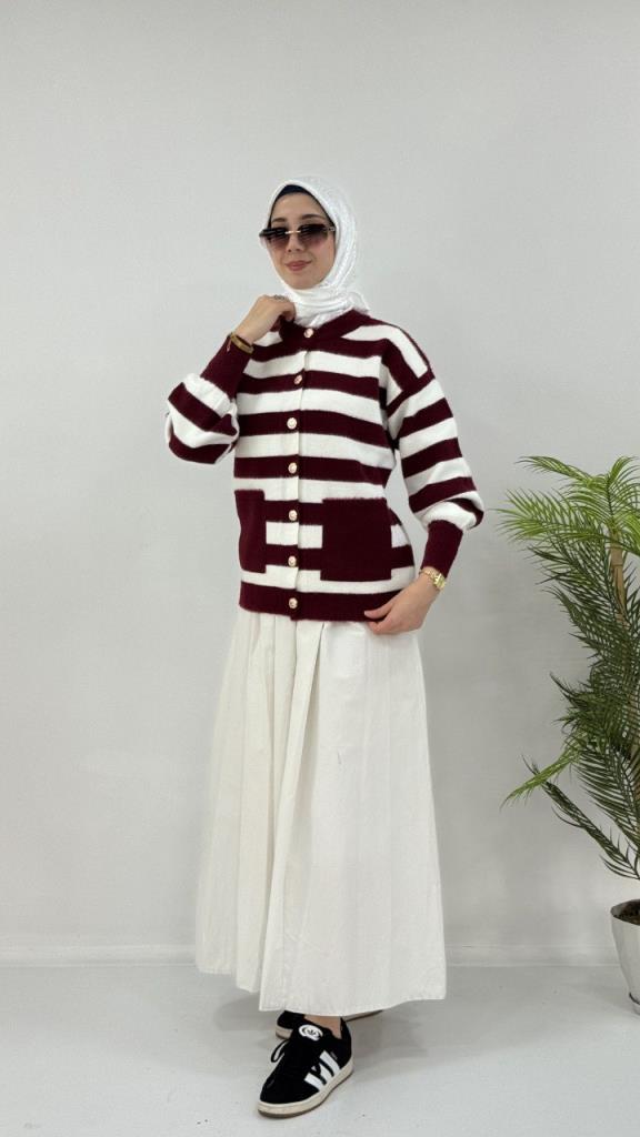 جاكيت شتوي نسائي، موديل G4122 - خمري