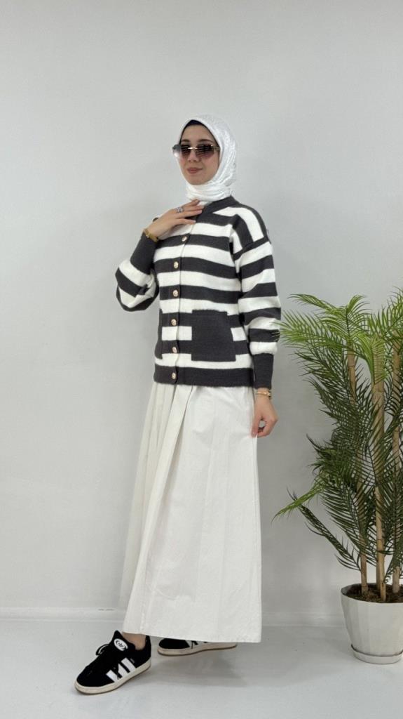 Women's winter cardigan, model G4122 - Gray