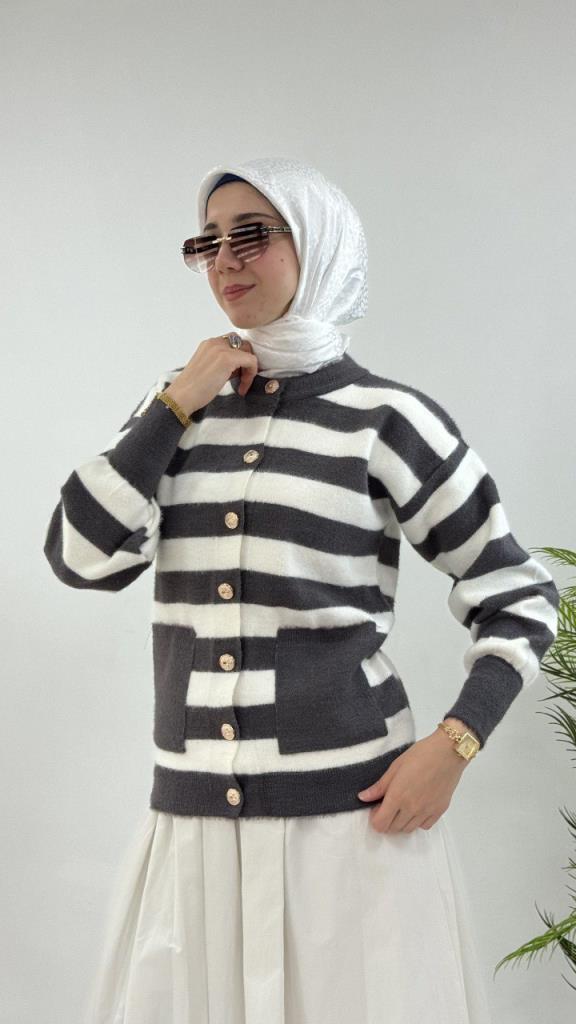 Women's winter cardigan, model G4122 - Gray