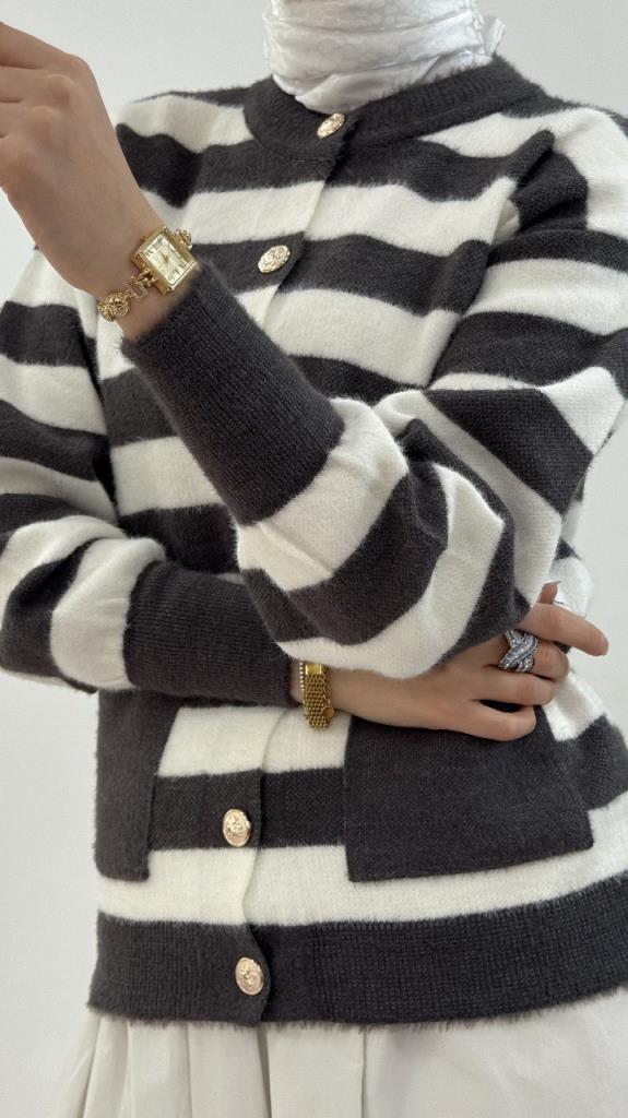 Women's winter cardigan, model G4122 - Gray