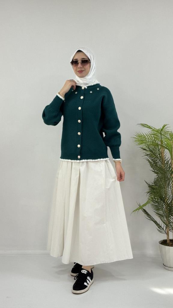 جاكيت شتوي نسائي أنيق ومريح، موديل G4123 - زيتي