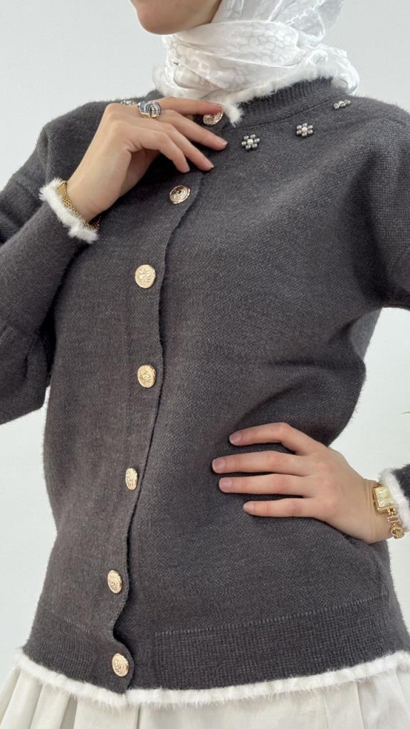 جاكيت شتوي نسائي أنيق ومريح، موديل G4123 - رمادي